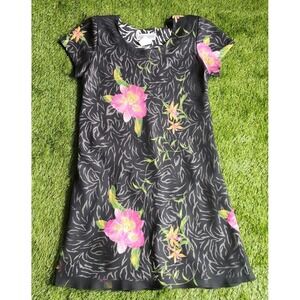 Jessica Howard Layered Dress Size 10 Floral Flowers Knee Length Shift Black